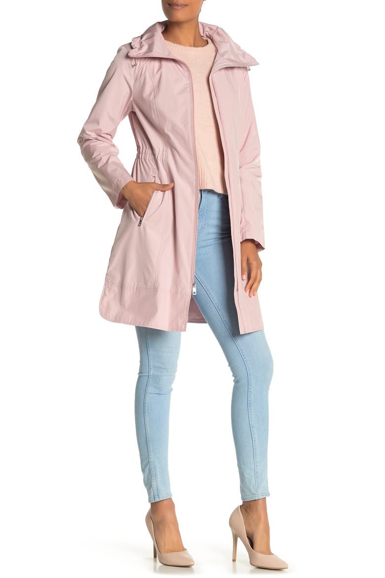 Packable Hooded Rain Jacket, Main, color, CANYON ROSE