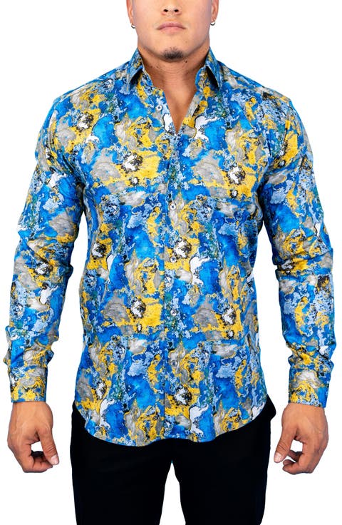 Fibonacci Geo Multi Contemporary Fit Button-Up Shirt