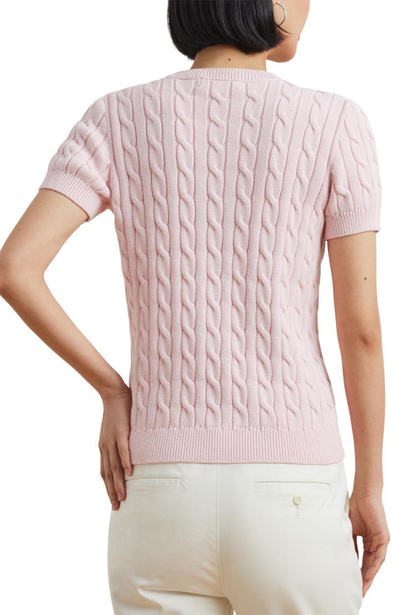 Lauren Ralph Lauren Cable Stitch Short Sleeve Cotton Sweater, Alternate, color,