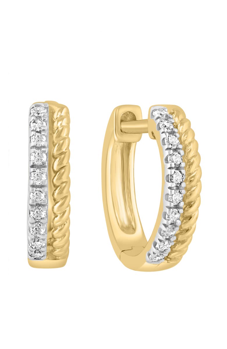 EFFY Diamond Braided Two-Tone Hoop Earrings, Main, color, White