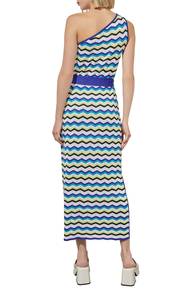 One-Shoulder Chevron Stitch Maxi Sweater Dress, Alternate, color, BER/SAPH/MUL