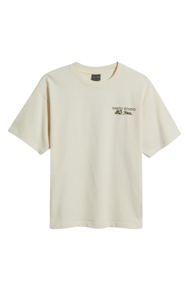 SANTO STUDIO TNH Sleepy Dog Cotton Graphic T-Shirt, Alternate, color, Cream