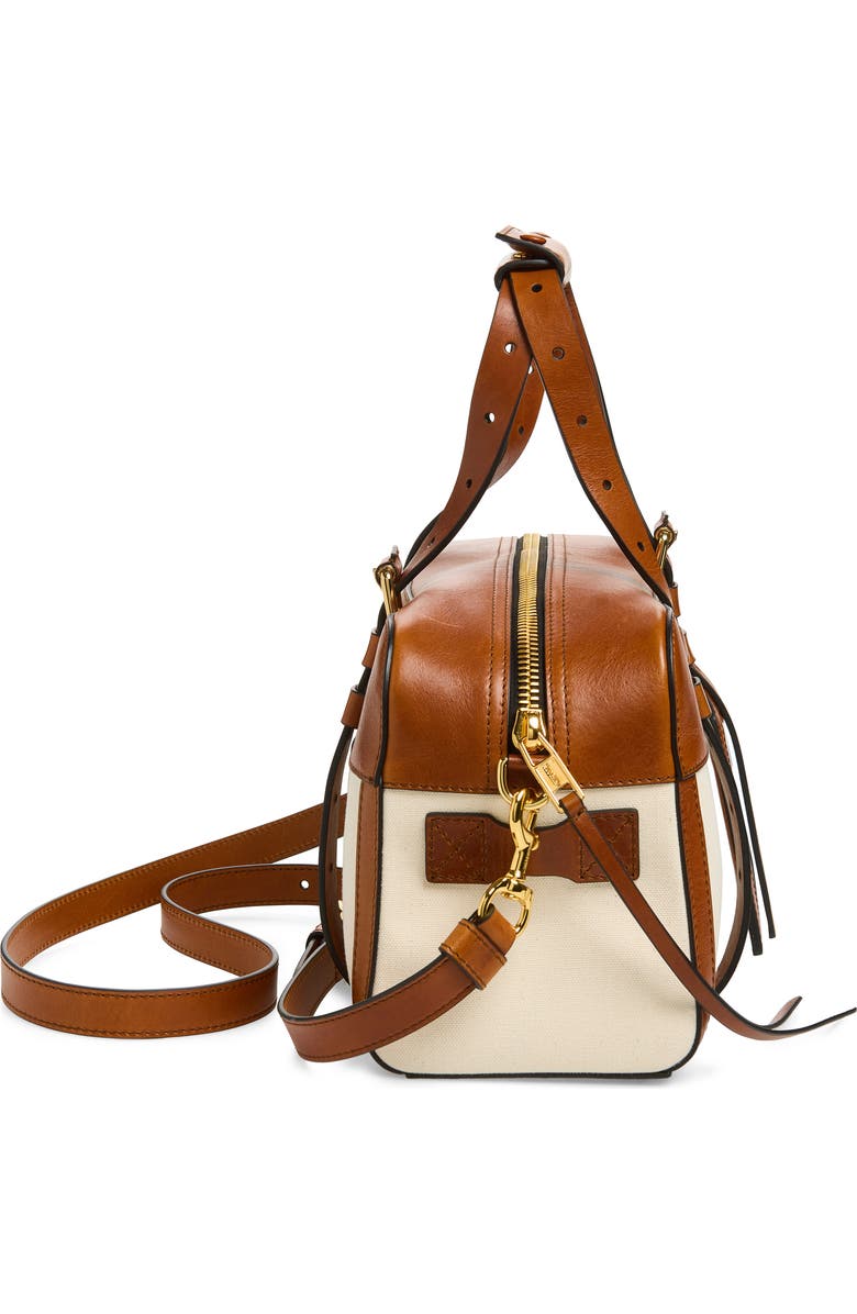 Moschino ID Leather & Canvas Shoulder Bag, Alternate, color, Natural/ Hide 10A Oo9