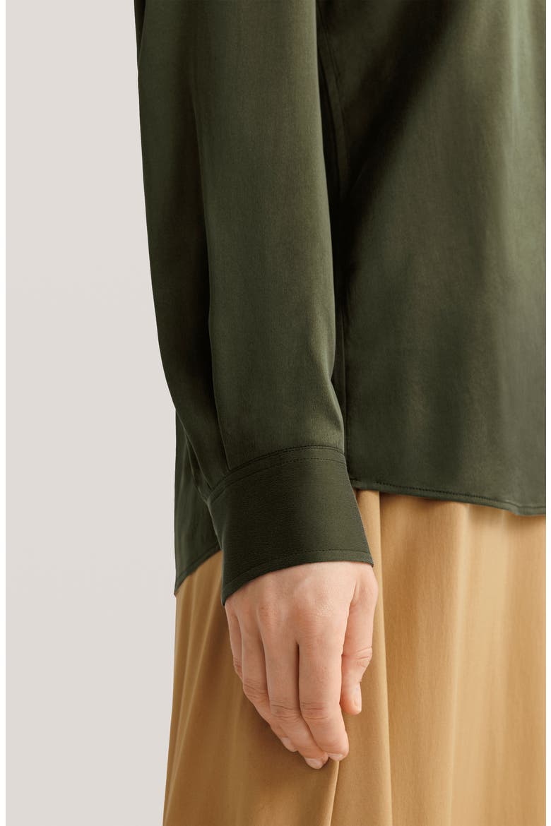 Women's Sandwashed Silk Shirt With Epaulettes, Alternate, color, Safari Green