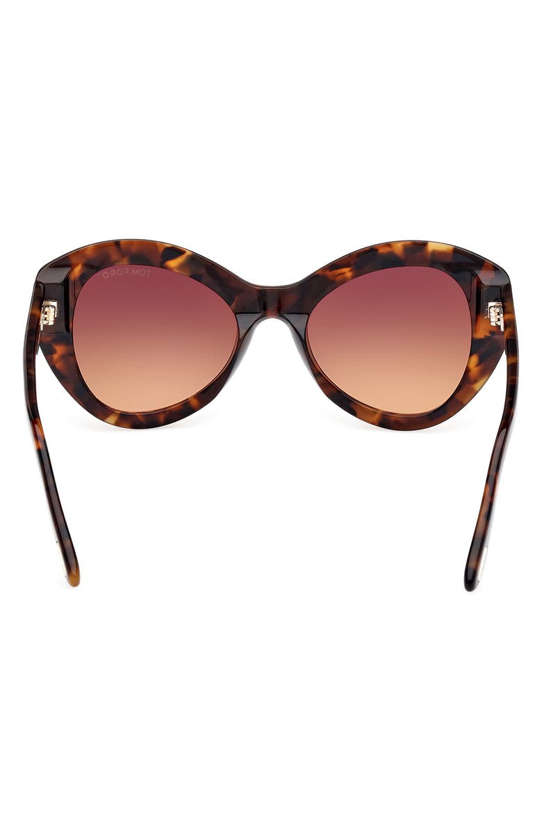 TOM FORD Guinivere 52mm Round Sunglasses, Alternate, color, Dark Havana / Gradient Brown
