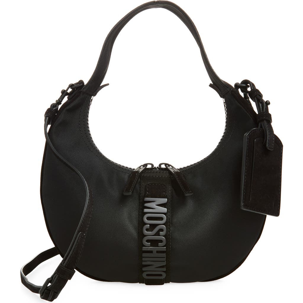 Moschino Carry Me Mixed Media Crossbody Bag in Black/Black Galvanic  product