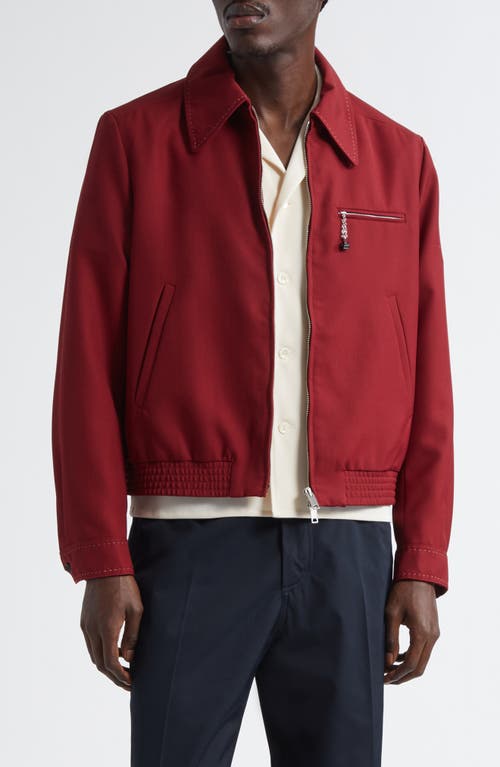 Second Layer Logo Dice Virgin Wool Bomber Jacket in Burgundy Red 3021  product