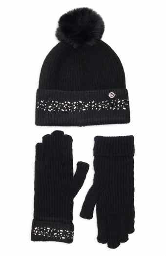 Ted Baker London Crystal Faux Fur Pompom Beanie & Scarf Box Set