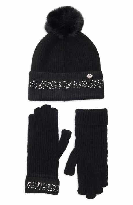 Ted Baker London Crystal Faux Fur Pompom Beanie & Scarf Box Set