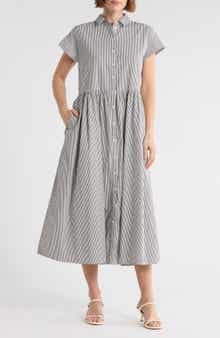 Nordstrom Stripe Short Sleeve A-Line Shirtdress