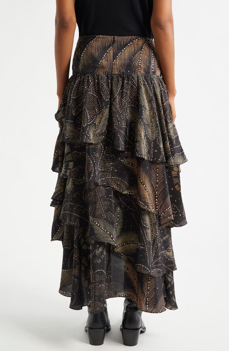 FARM Rio Golden Foliage Layered Ruffle Maxi Skirt, Alternate, color,