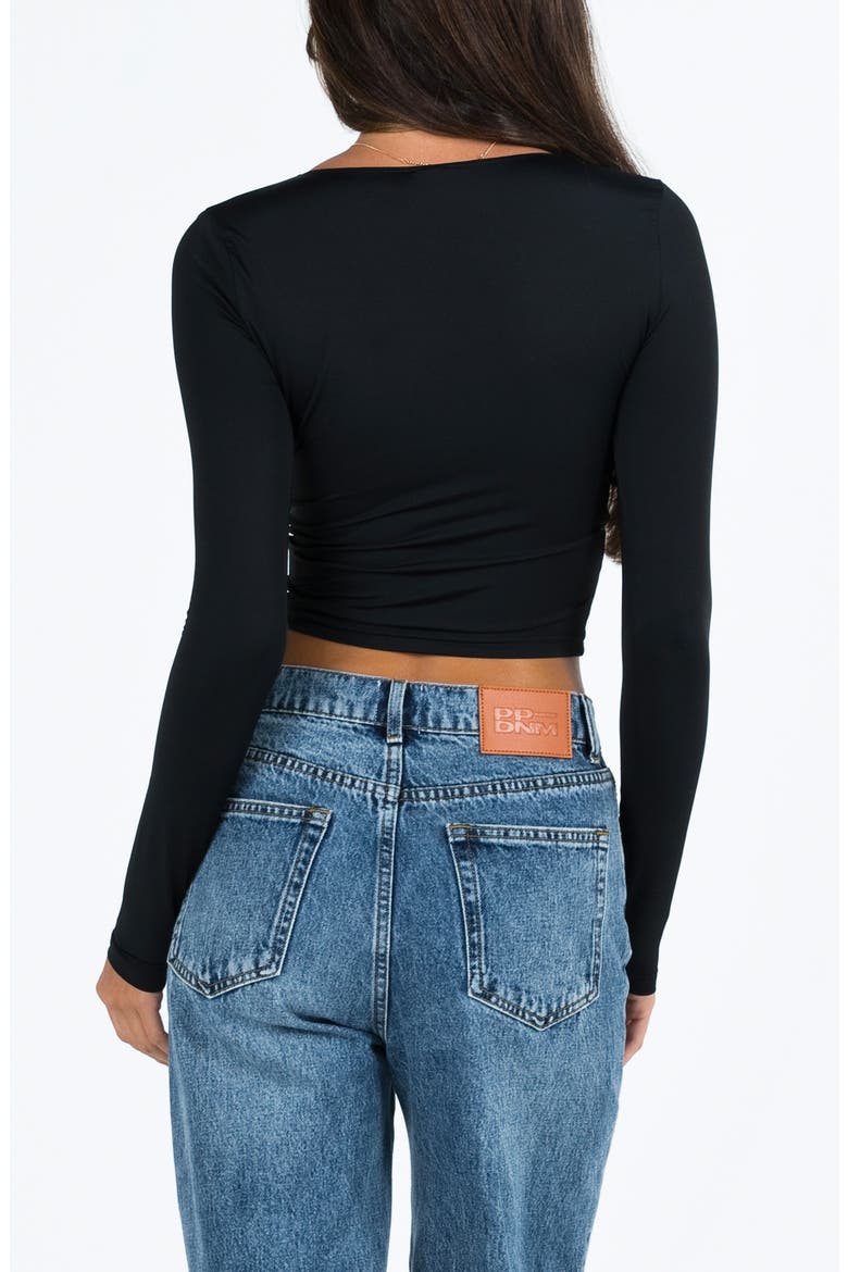 Candyce Long Sleeve Crop Top, Alternate, color, BLACK