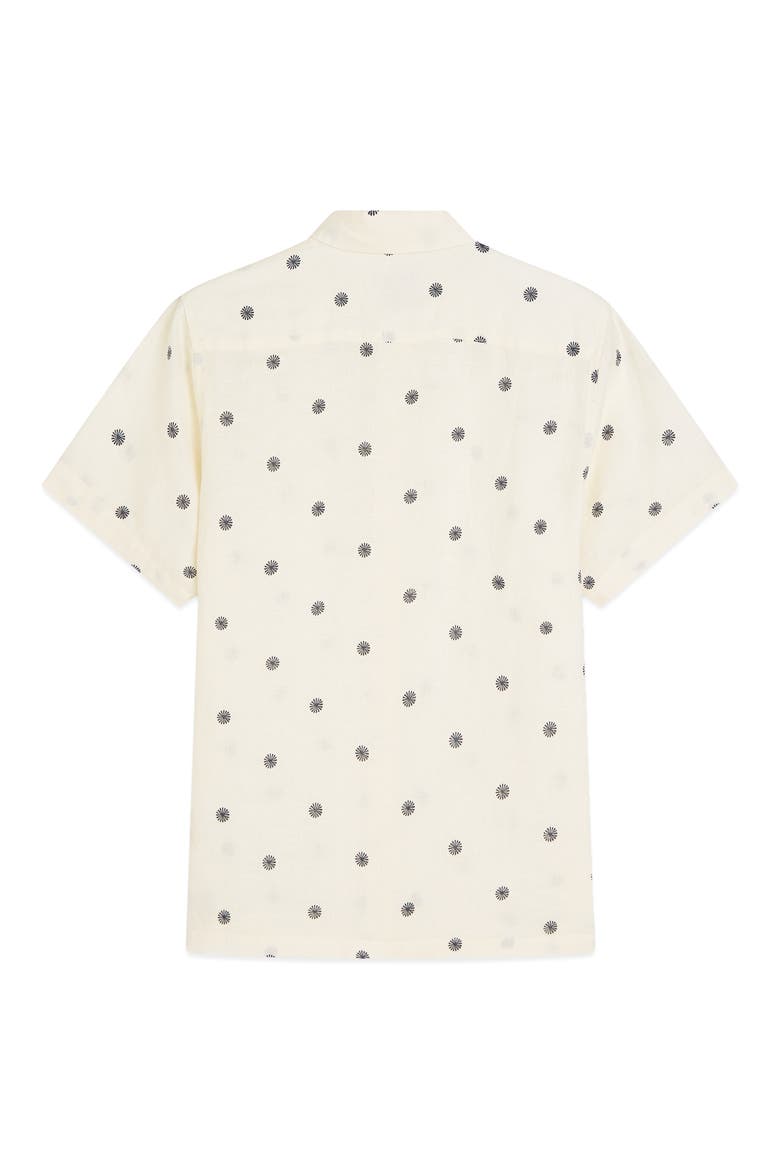 Regular Fit Short Sleeve Linen Button-Up Shirt, Alternate, color, TILES STARS EGGNOG