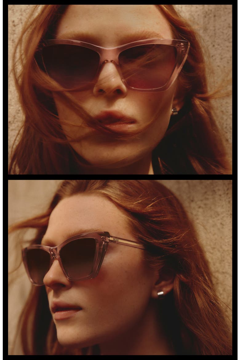 Set in Stone 55mm Cat Eye Sunglasses, Alternate, color, DOE/ BROWN ROSE