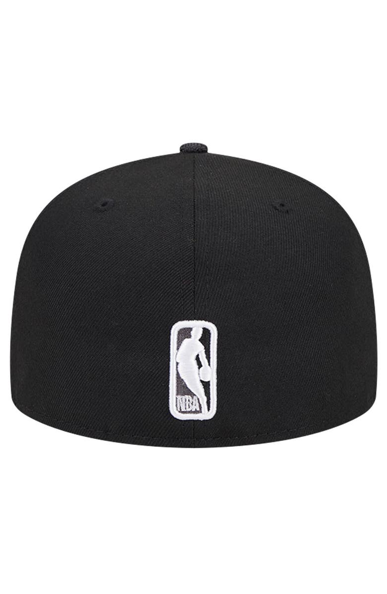 New Era Men's New Era Black Brooklyn Nets Active Satin Visor 59FIFTY Fitted Hat, Alternate, color,