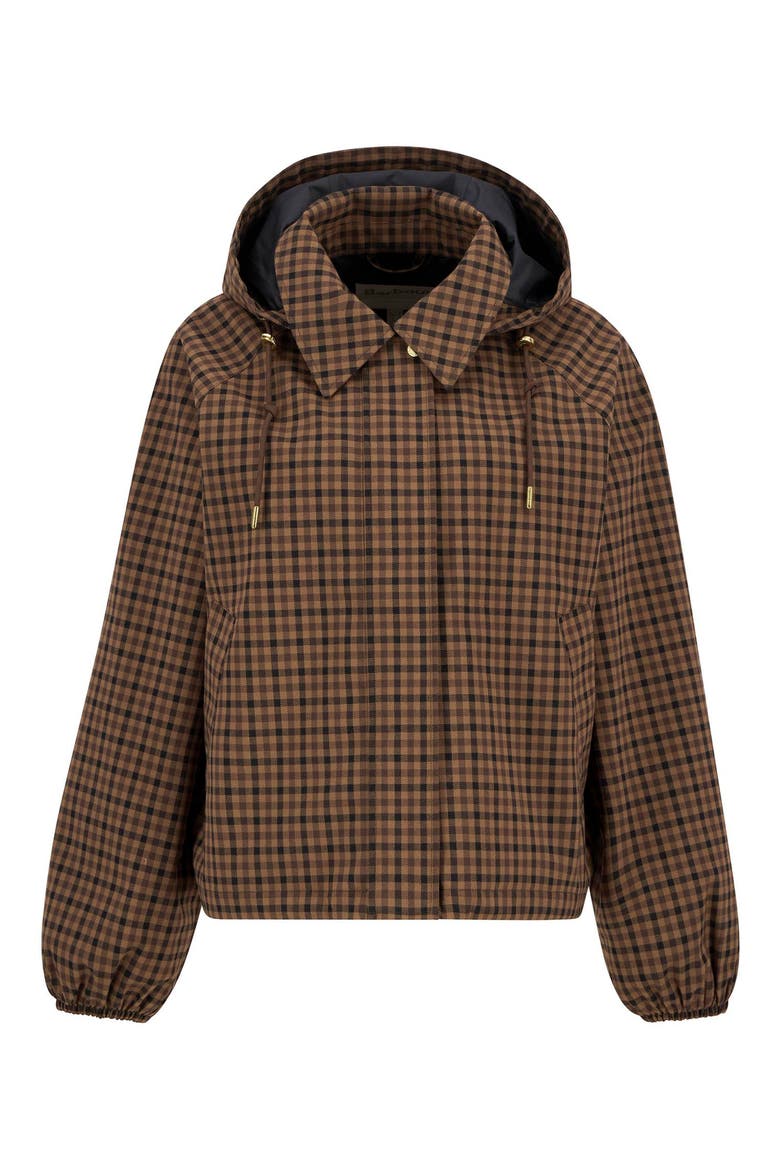 Audrey Check Showerproof Hooded Bomber Jacket, Alternate, color, VICUNA GINGHAM CHECK