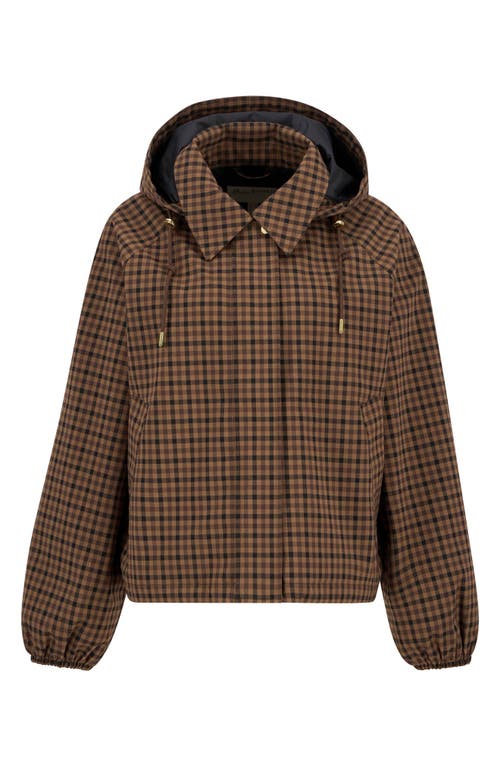 Barbour Audrey Check Showerproof Hooded Bomber Jacket In Brown
