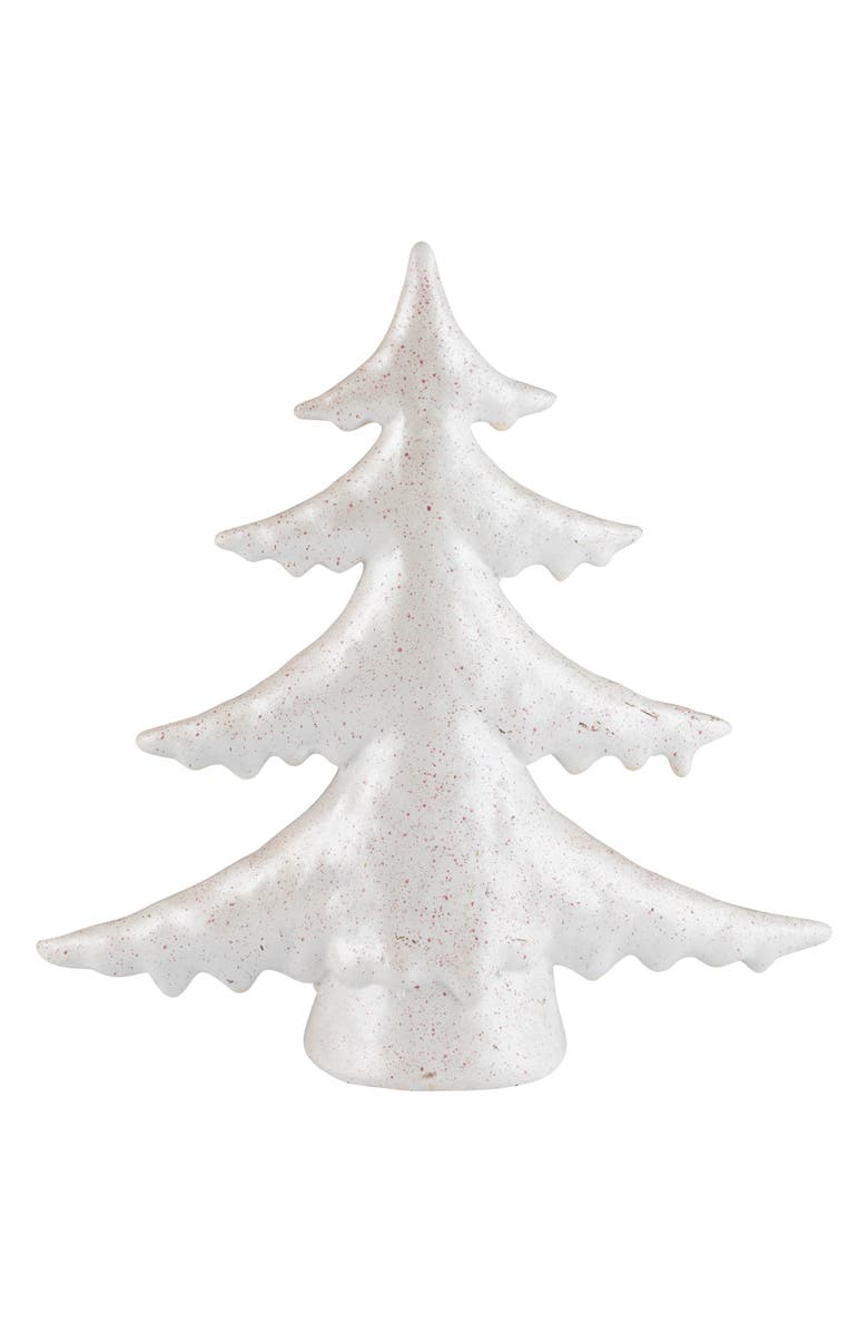 Northlight Shiny Speckled Christmas Tree Tabletop Decoration - 10" - White, Alternate, color, White