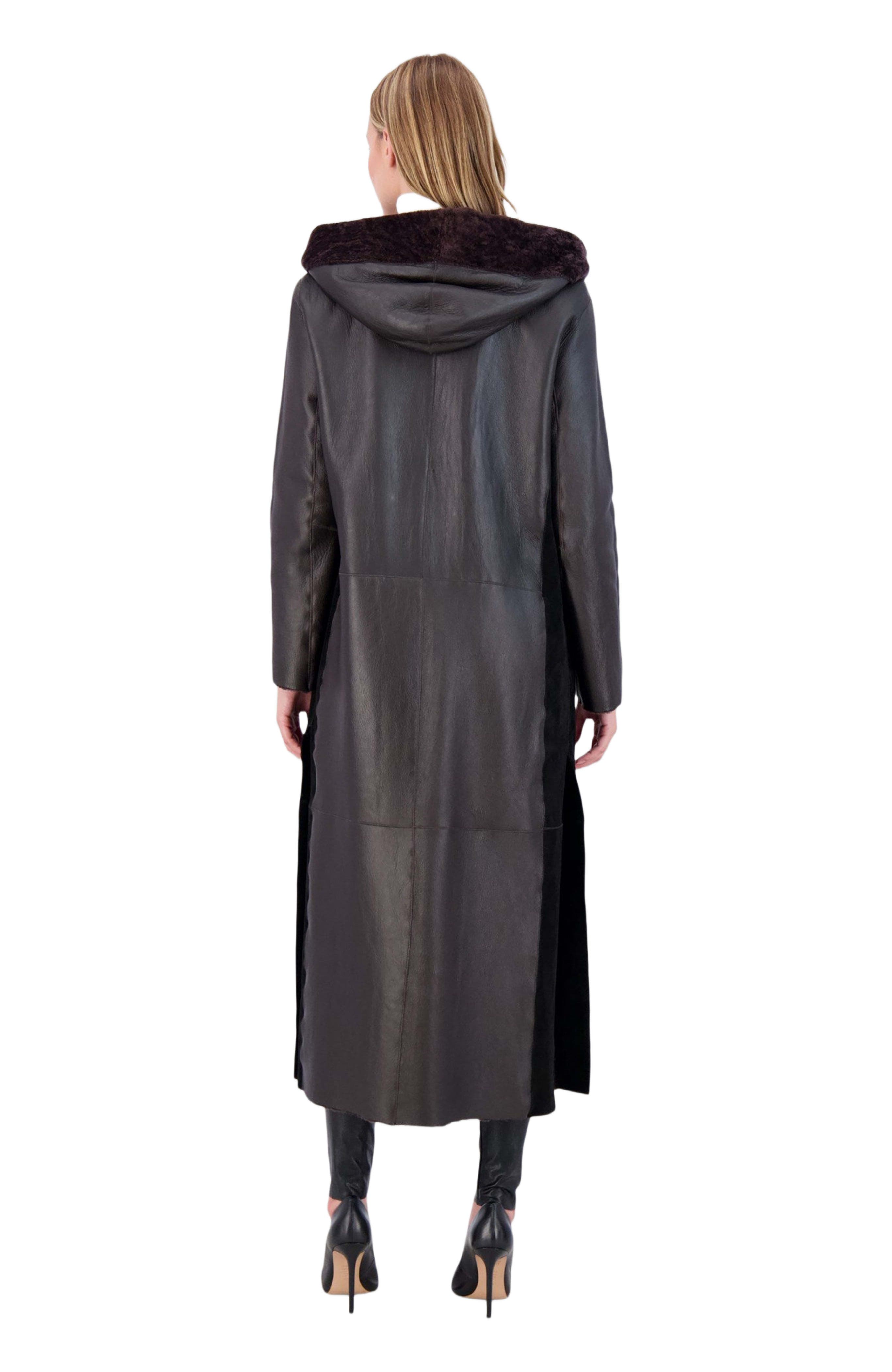 Reversible Textured Genuine Shearling Coat - image 4