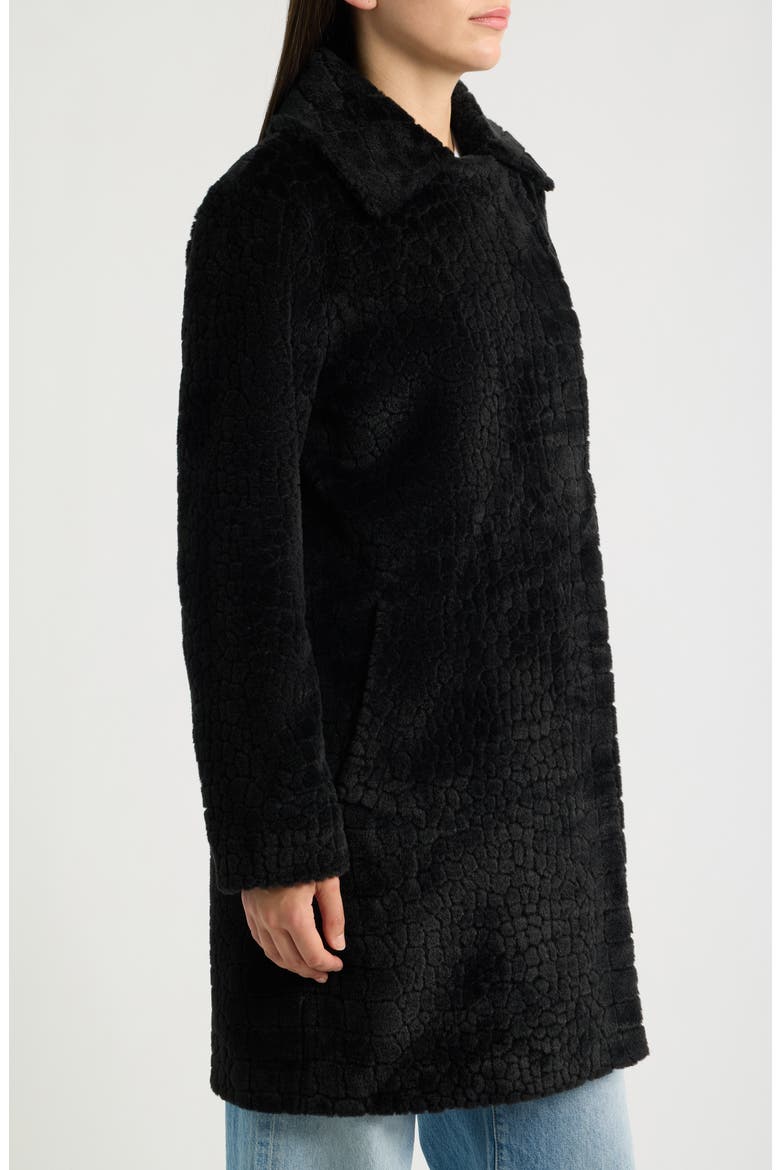 Croc Embossed Faux Fur Jacket, Alternate, color, BLACK
