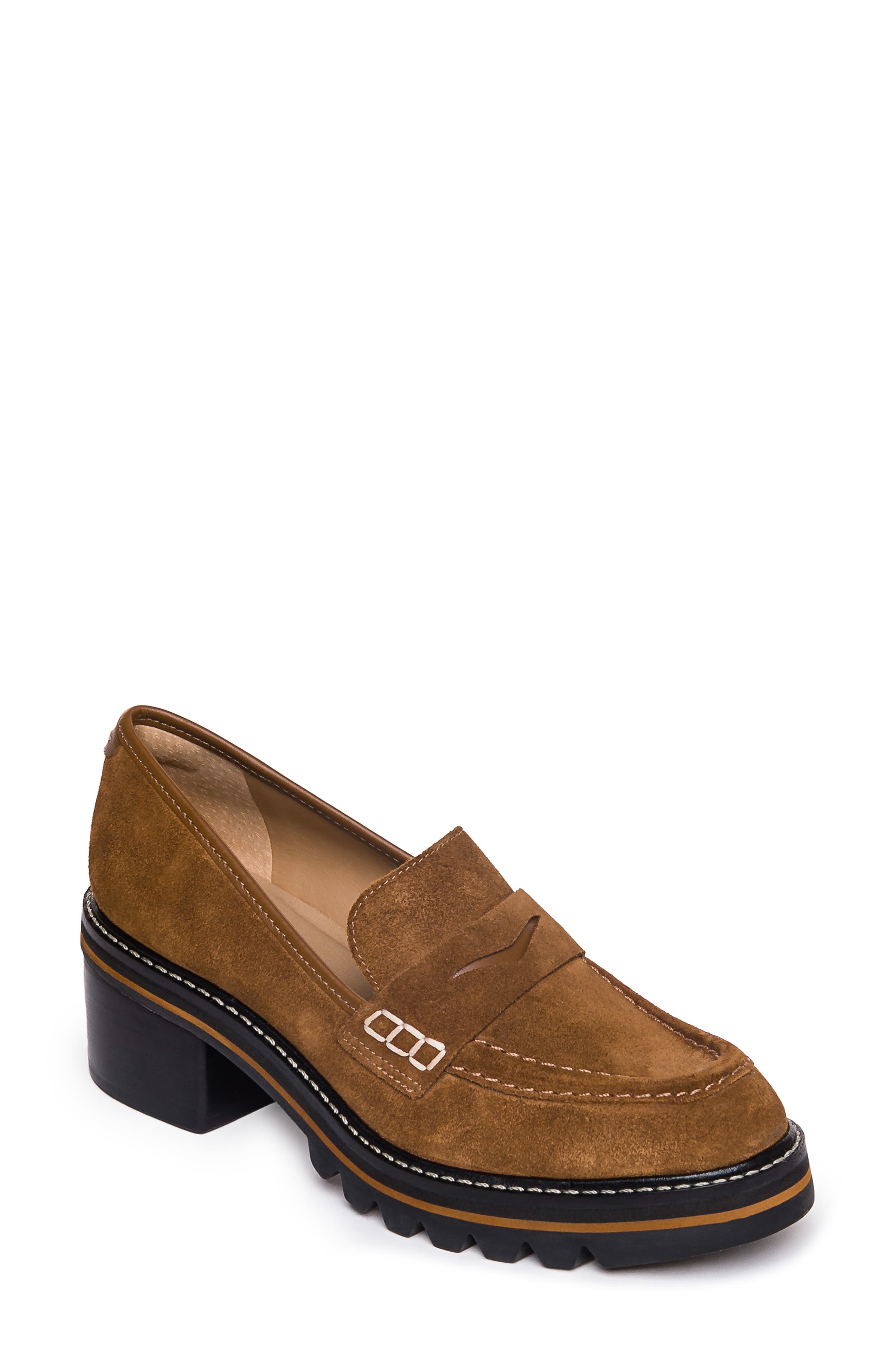 Bernardo Selma Leather Loafer Pump, Main, color, TOBACCO