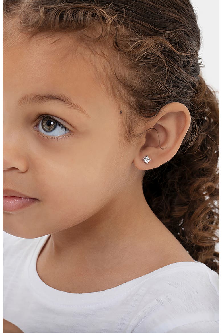 My First Princess Solitaire Earrings, Alternate, color, Silver