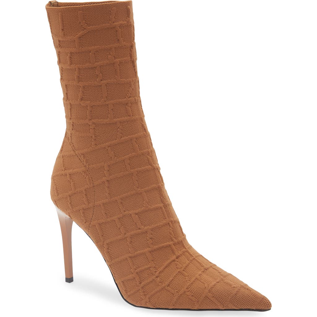 Steve Madden Midnite Knit Stiletto Bootie In Brown