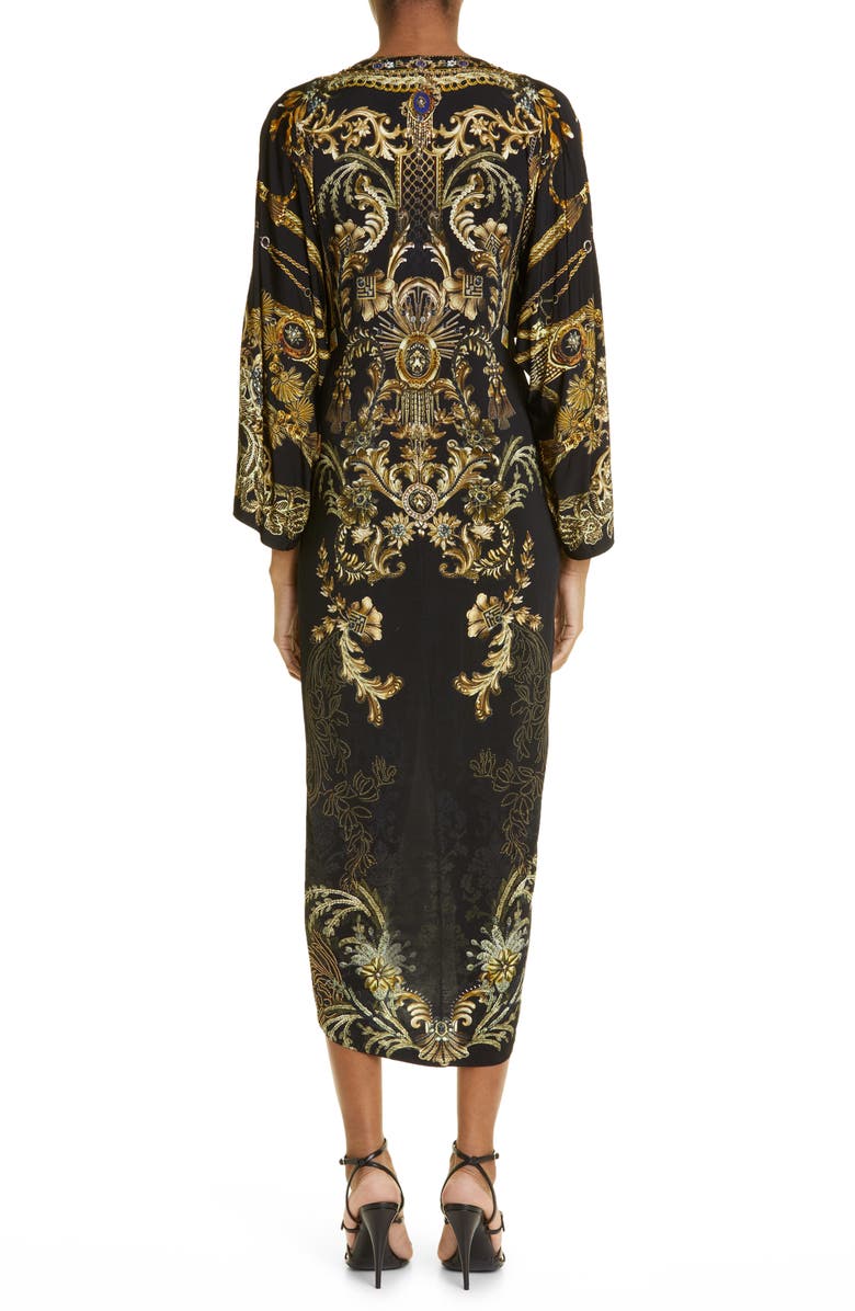 Camilla The Night is Noir Twist Front Long Sleeve Dress, Alternate, color, 