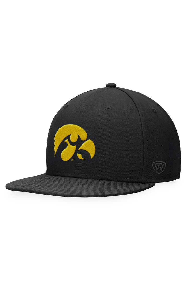 Men's Top of the World Black Iowa Hawkeyes Fitted Hat, Main, color, Black