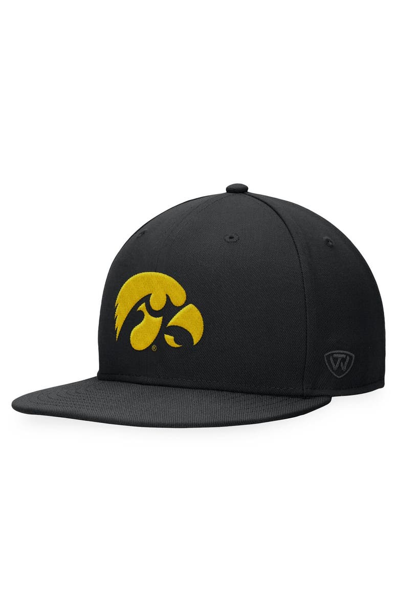 TOP OF THE WORLD Men's Top of the World Black Iowa Hawkeyes Fitted Hat, Main, color, Black