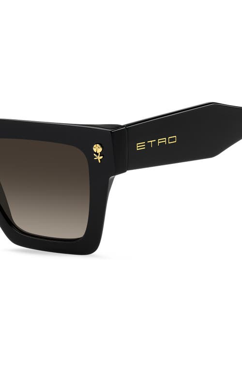 Etro Rose-embellished Square Sunglasses In Black