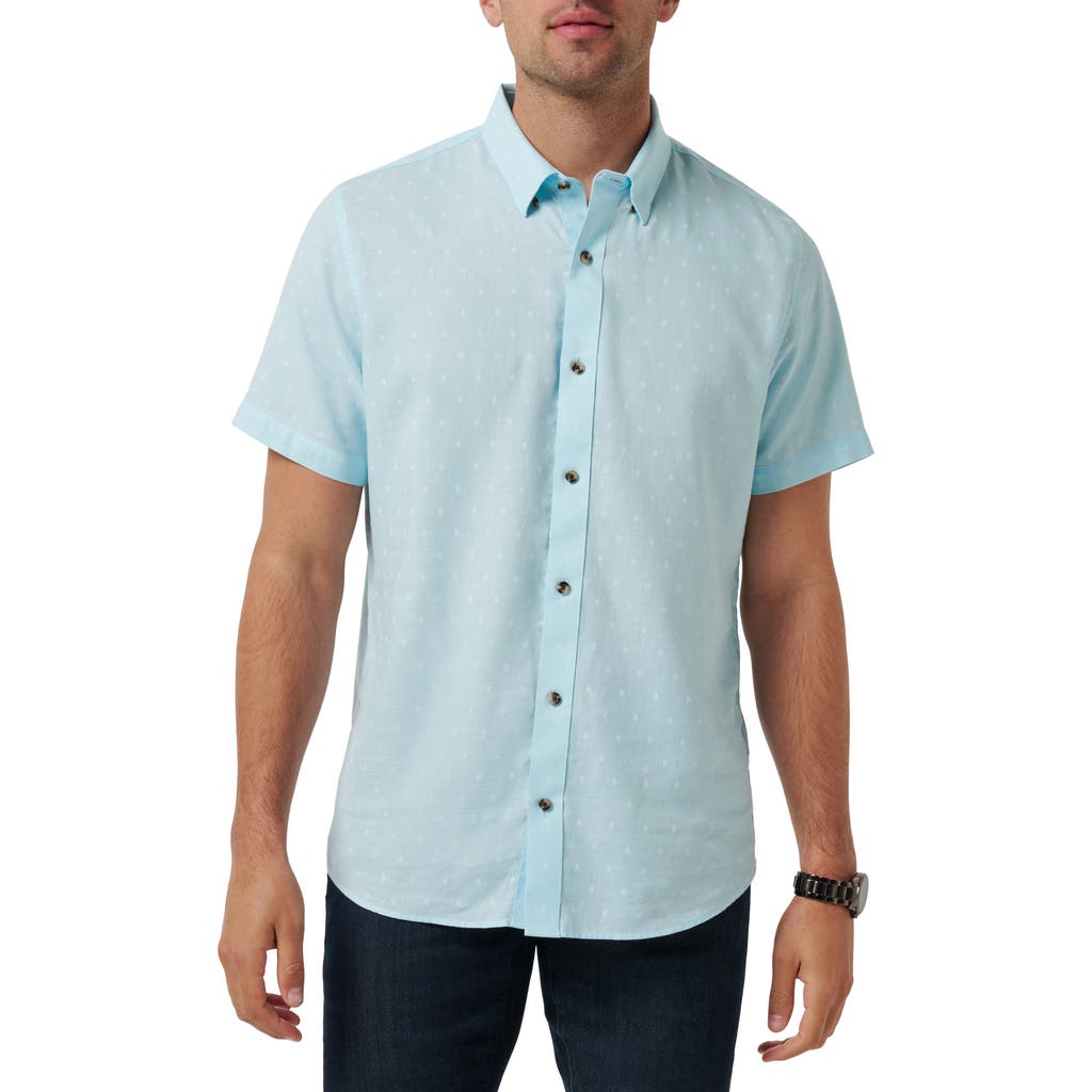 Travismathew Early Check In Cotton Button-up Shirt In Cory Blue
