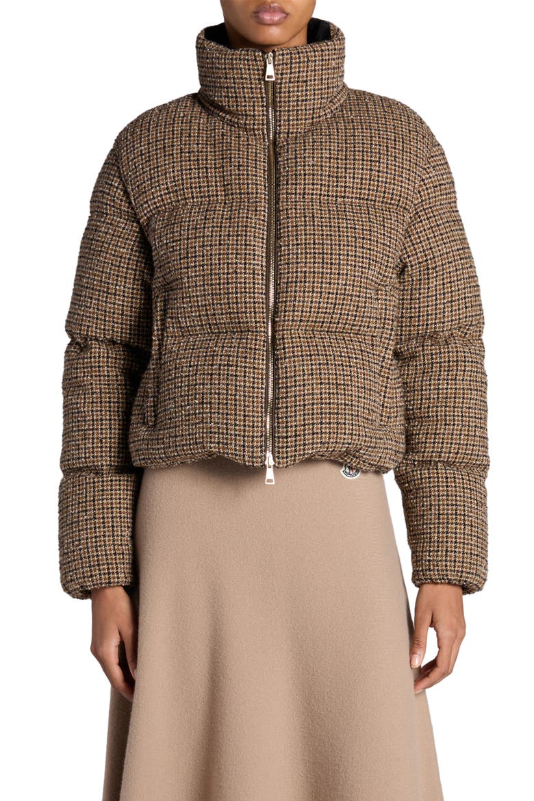 Seboune Houndstooth Down Jacket, Main, color, BEIGE