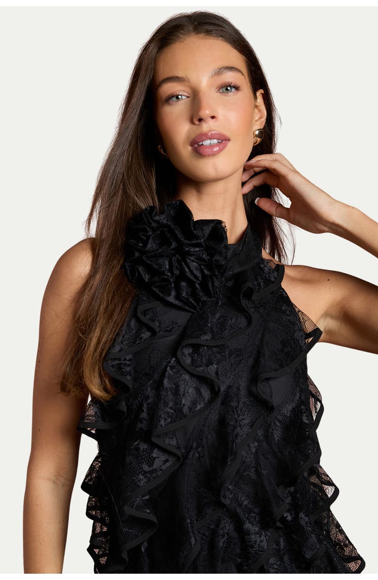Coast Lace Frill Mini Dress, Alternate, color, Black
