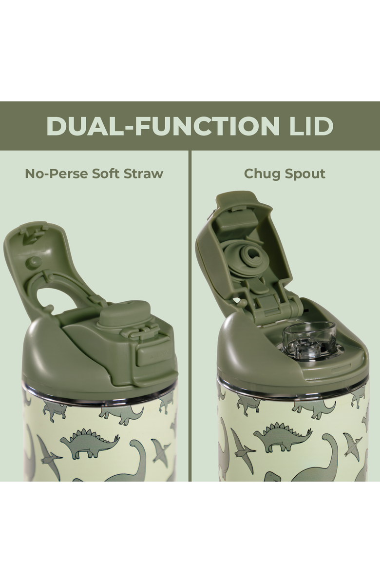 HydroJug Ease2o Kids 14oz Insulated Stainless Steel Water Bottle With Dual Lid, Alternate, color, Dinosaur