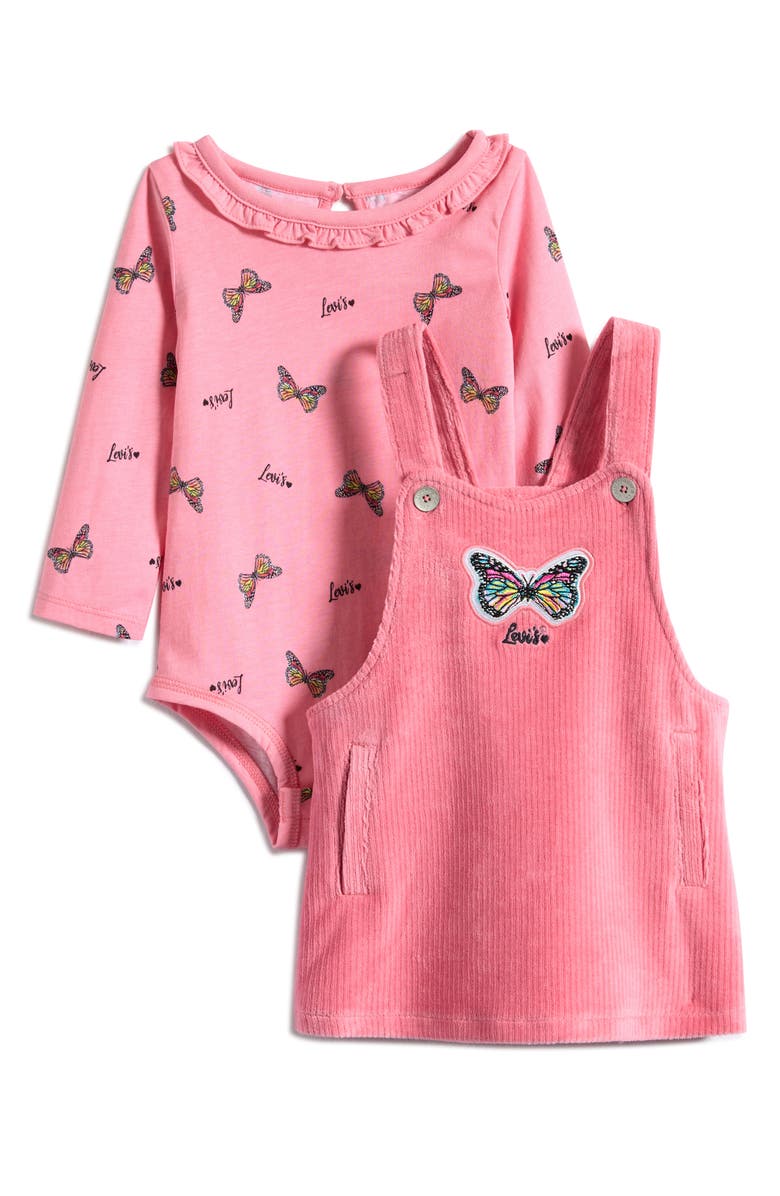 Levi's Long Sleeve Bodysuit & Corduroy Skirtall, Main, color, Pink Ice