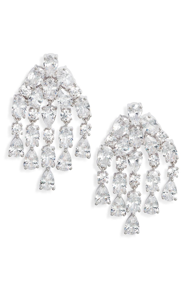 Nordstrom Cubic Zirconia Cascading Fringe Drop Earrings, Main, color, 