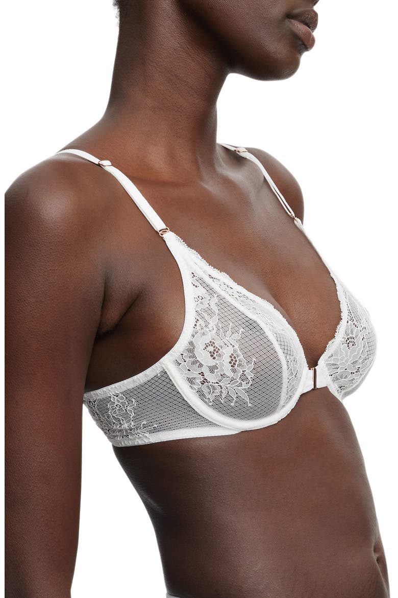 Flaunt Underwire Front Close Bra, Alternate, color, WHITE