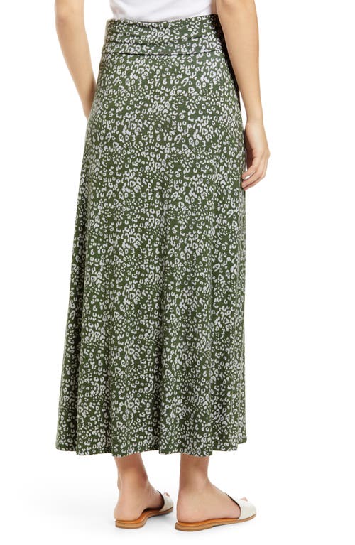 Loveappella Roll Top Maxi Skirt In Sage/ivory