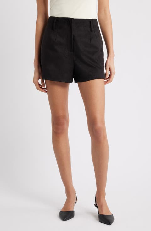 Hazel Faux Suede Pleated Shorts