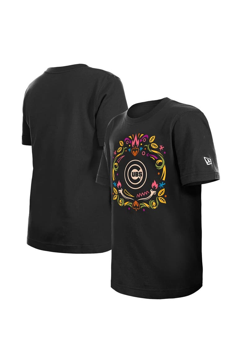 Youth New Era Black Chicago Cubs Día de los Muertos T-Shirt, Main, color, Black