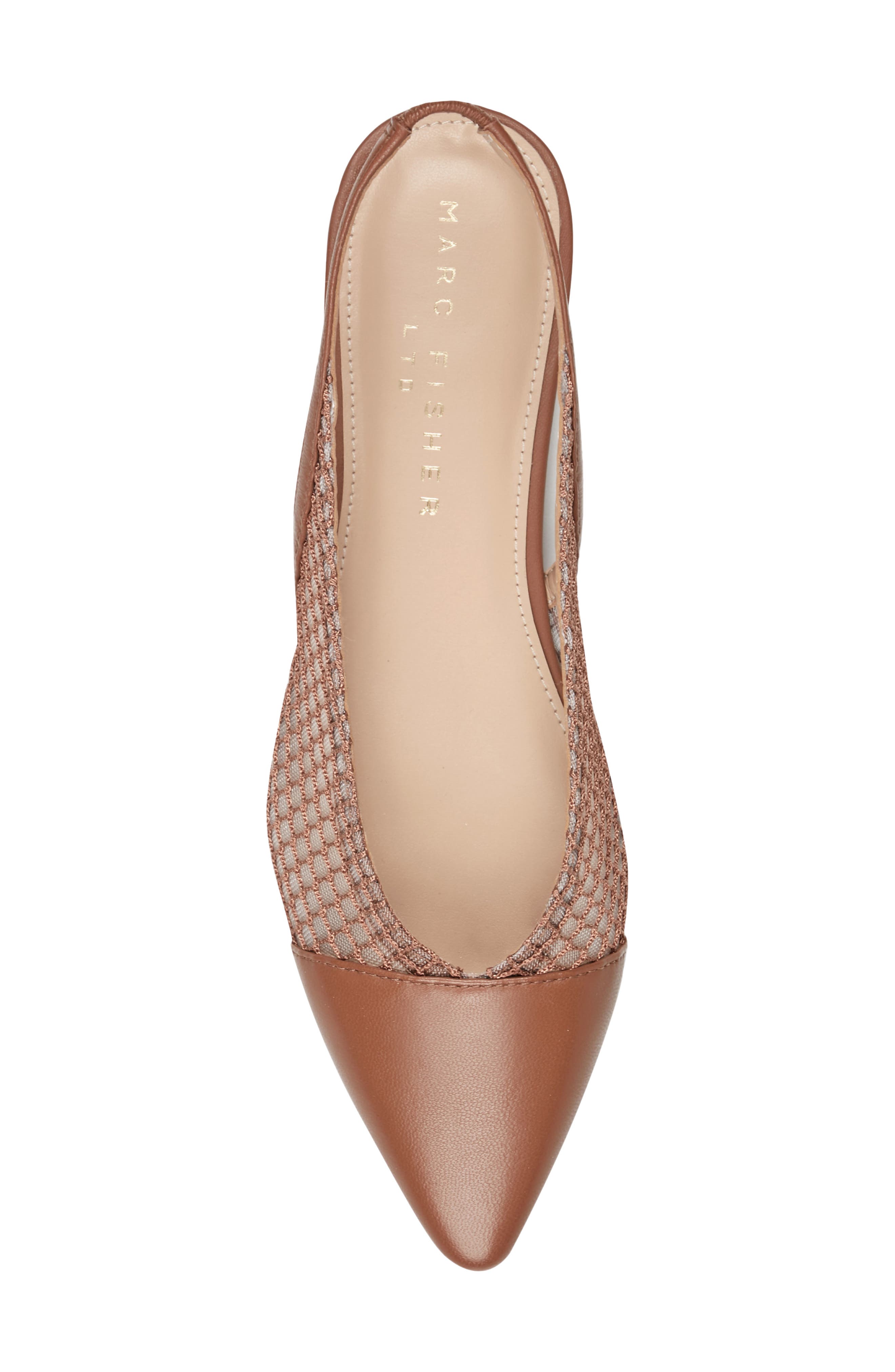 Davin Pointed Toe Slingback Flat, Alternate, color, MEDIUM BROWN