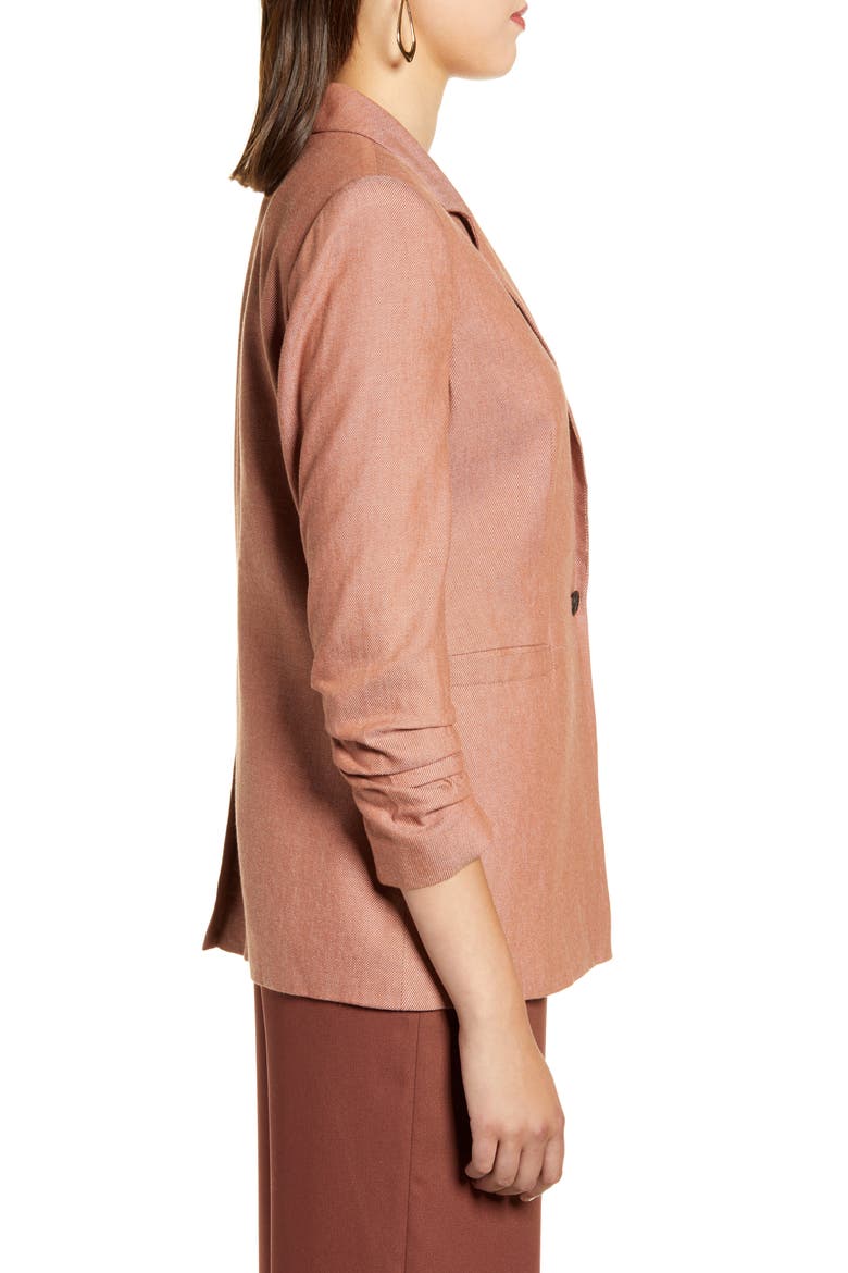 Ruched Sleeve Blazer, Alternate, color, RUST SEQUOIA