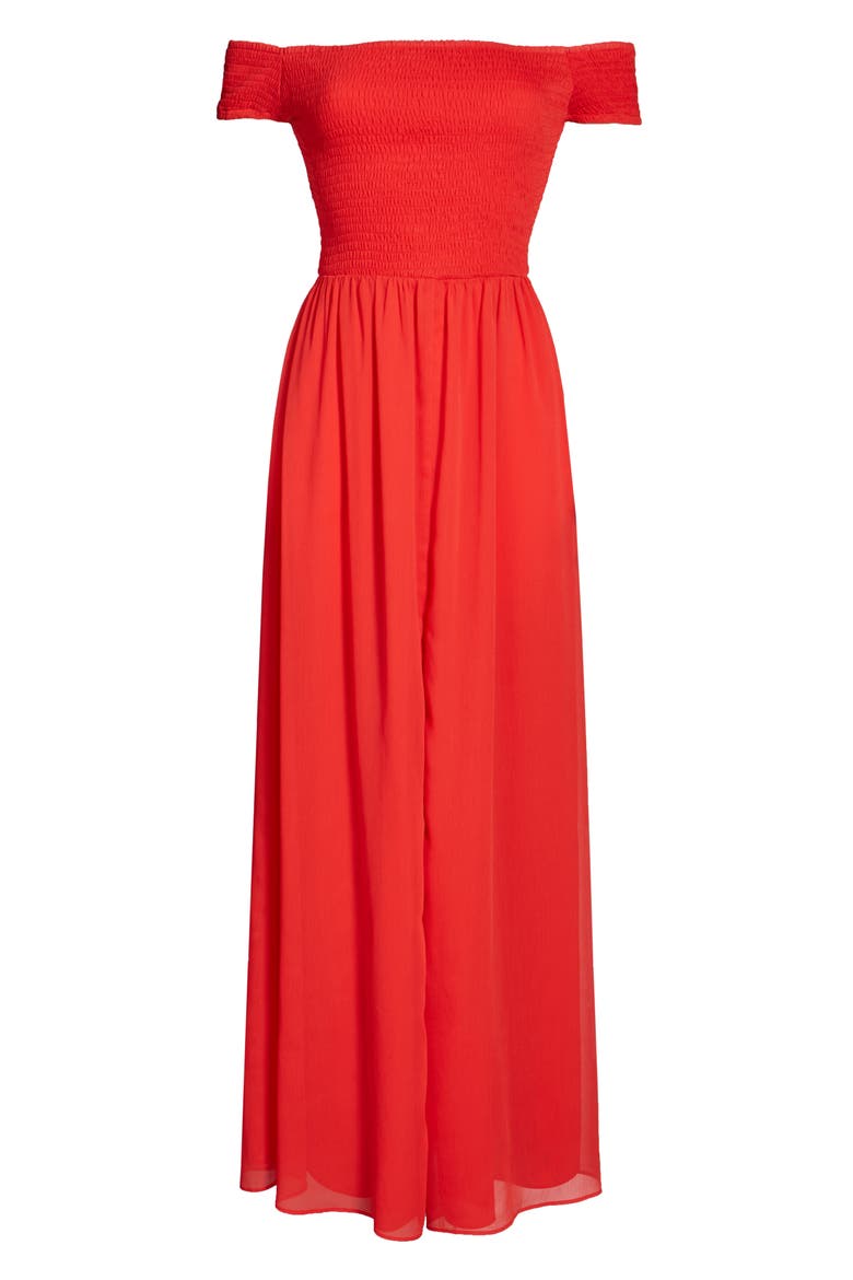 Henderson Off the Shoulder Maxi Dress (Nordstrom Exclusive), Alternate, color, RED