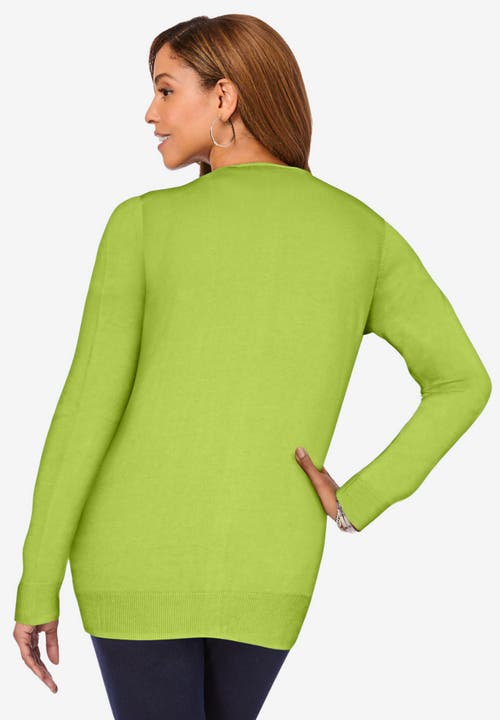 Jessica London Fine Gauge Cardigan In Green
