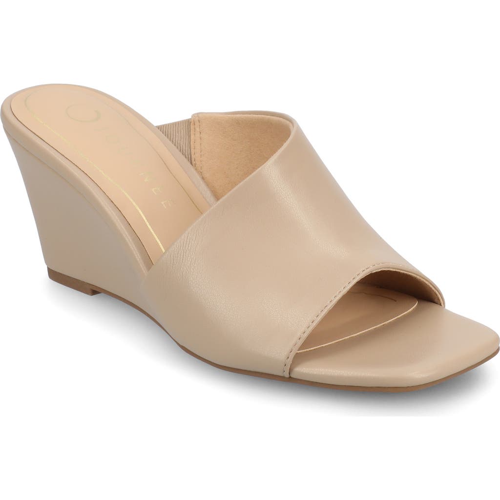 Journee Collection Women's Clementine D'orsay Slip-on Wedge Sandals In Taupe