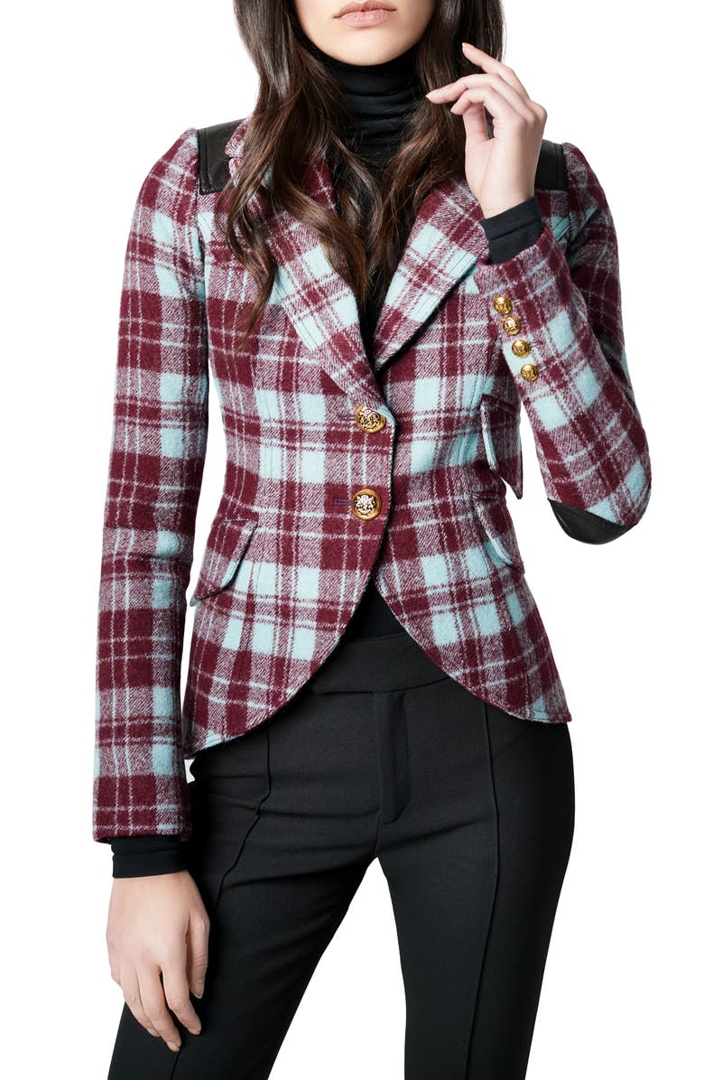 Smythe Plaid Rifle-Patch Wool Equestrian Blazer, Main, color,