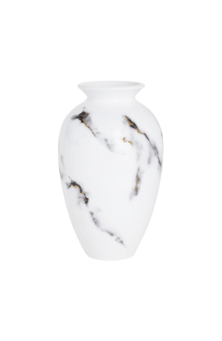 Prouna Marble Venice Fog 9.5 Inch Urn Vase, Main, color, White