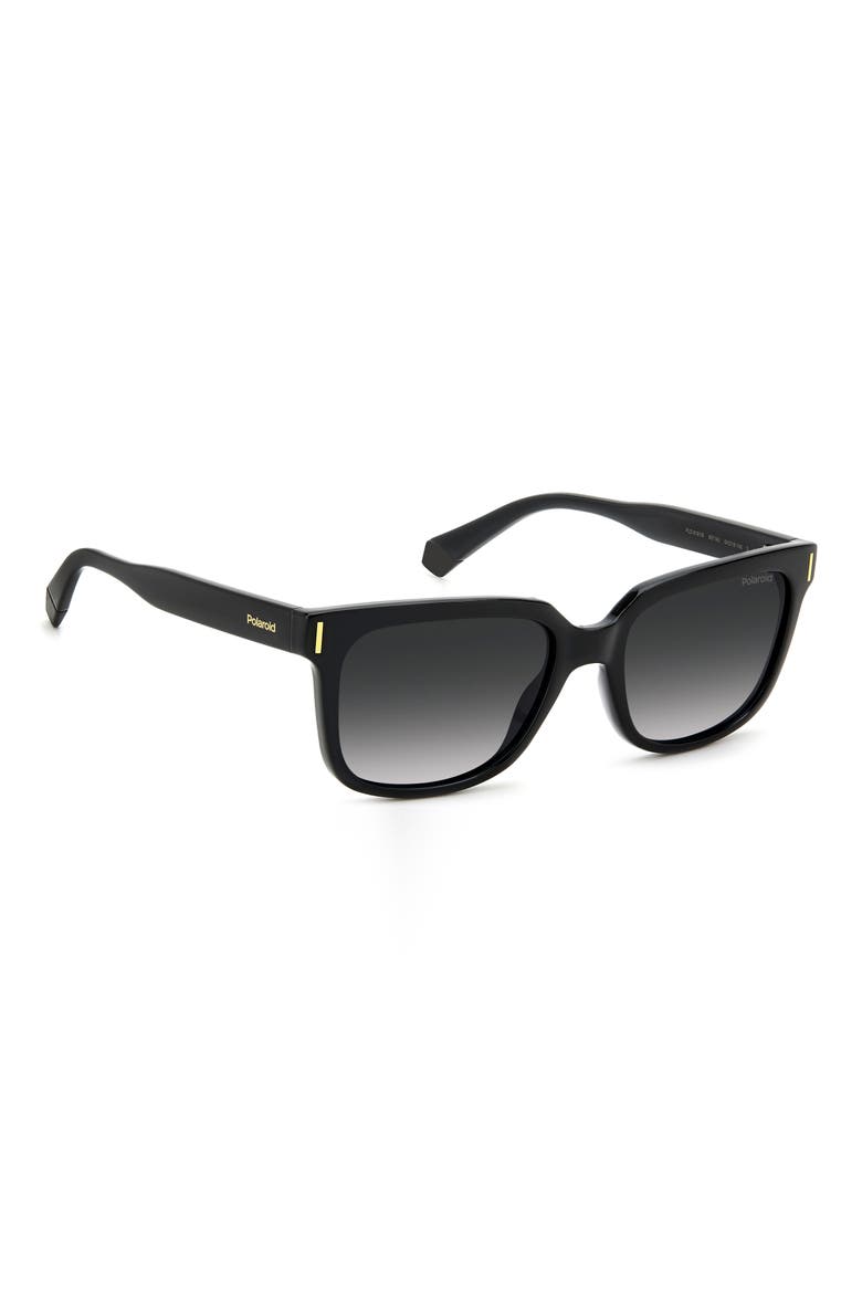 54mm Polarized Rectangular Sunglasses, Alternate, color, BLACK/ GRAY POLAR