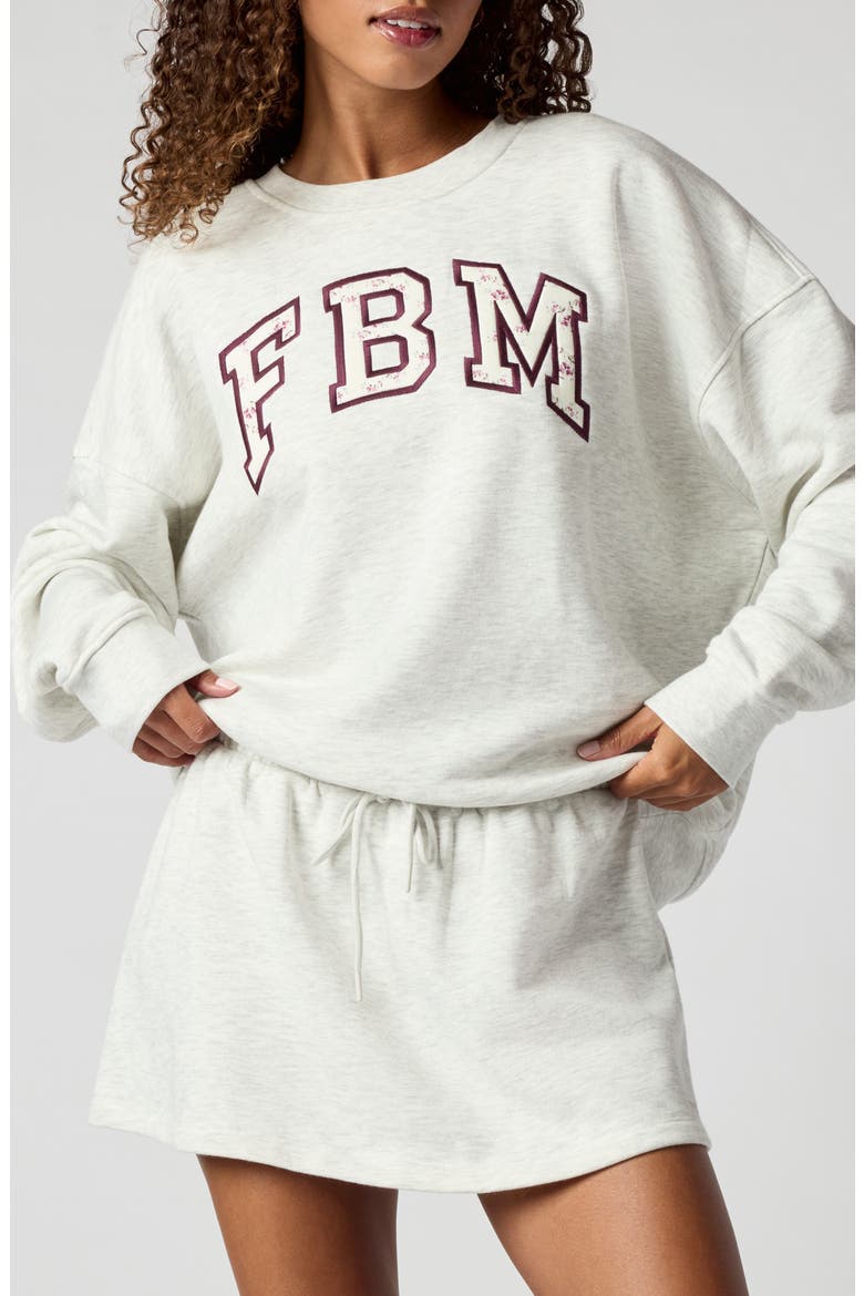 Graphic Oversized Sweatshirt, Main, color, HEATHER ICE